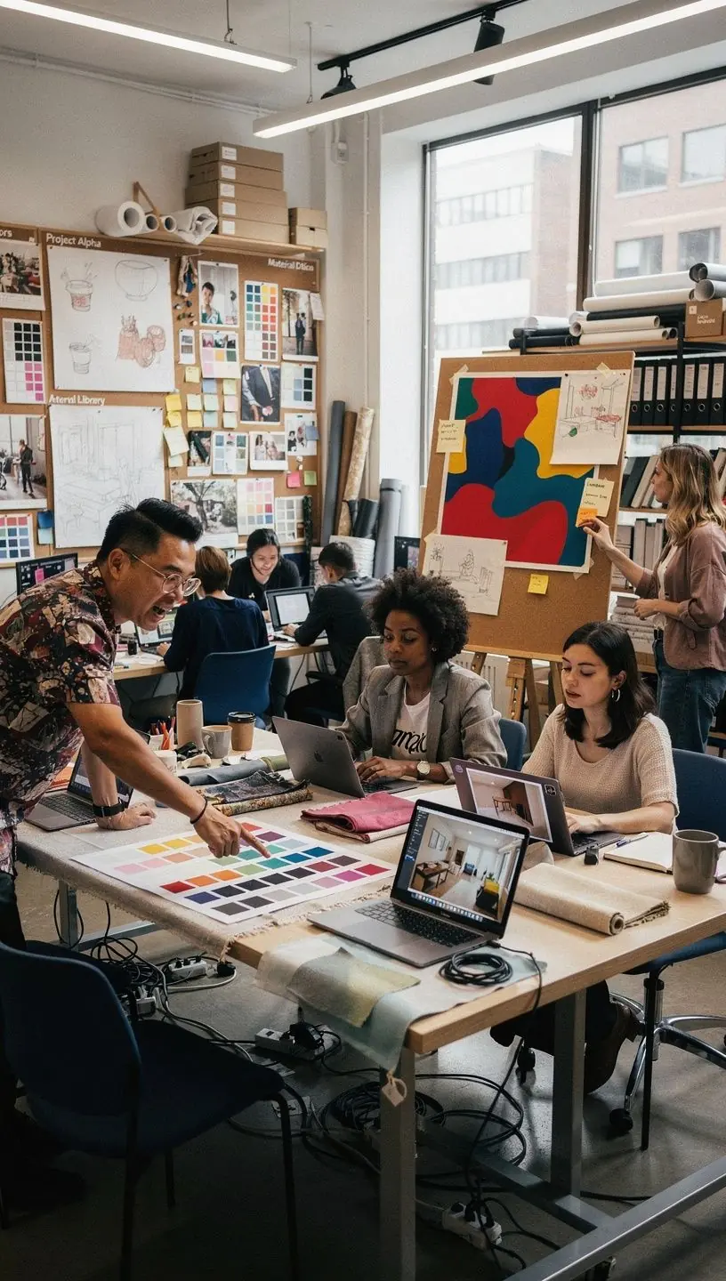 Офисное пространство с элементами бренда и стильными цветами