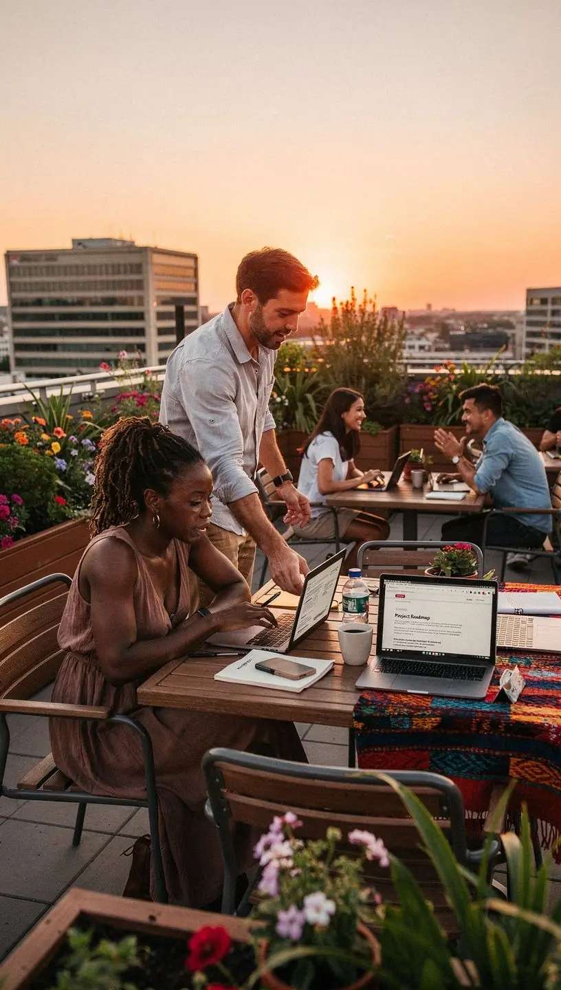 Рабочее пространство с разнообразными текстурами и цветами